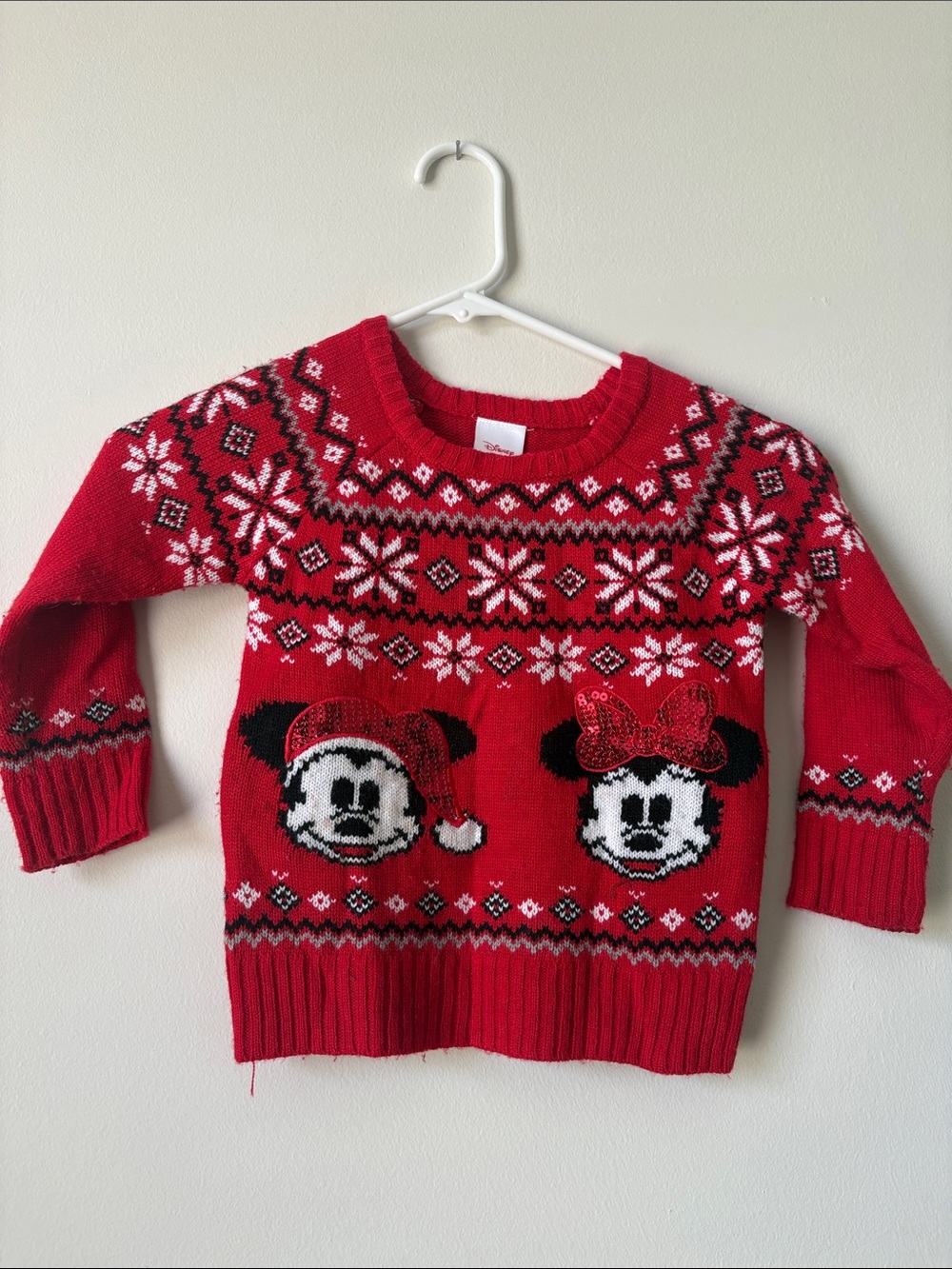 Disney Red Minnie & Mickey Holiday Knit Sweater for Kids